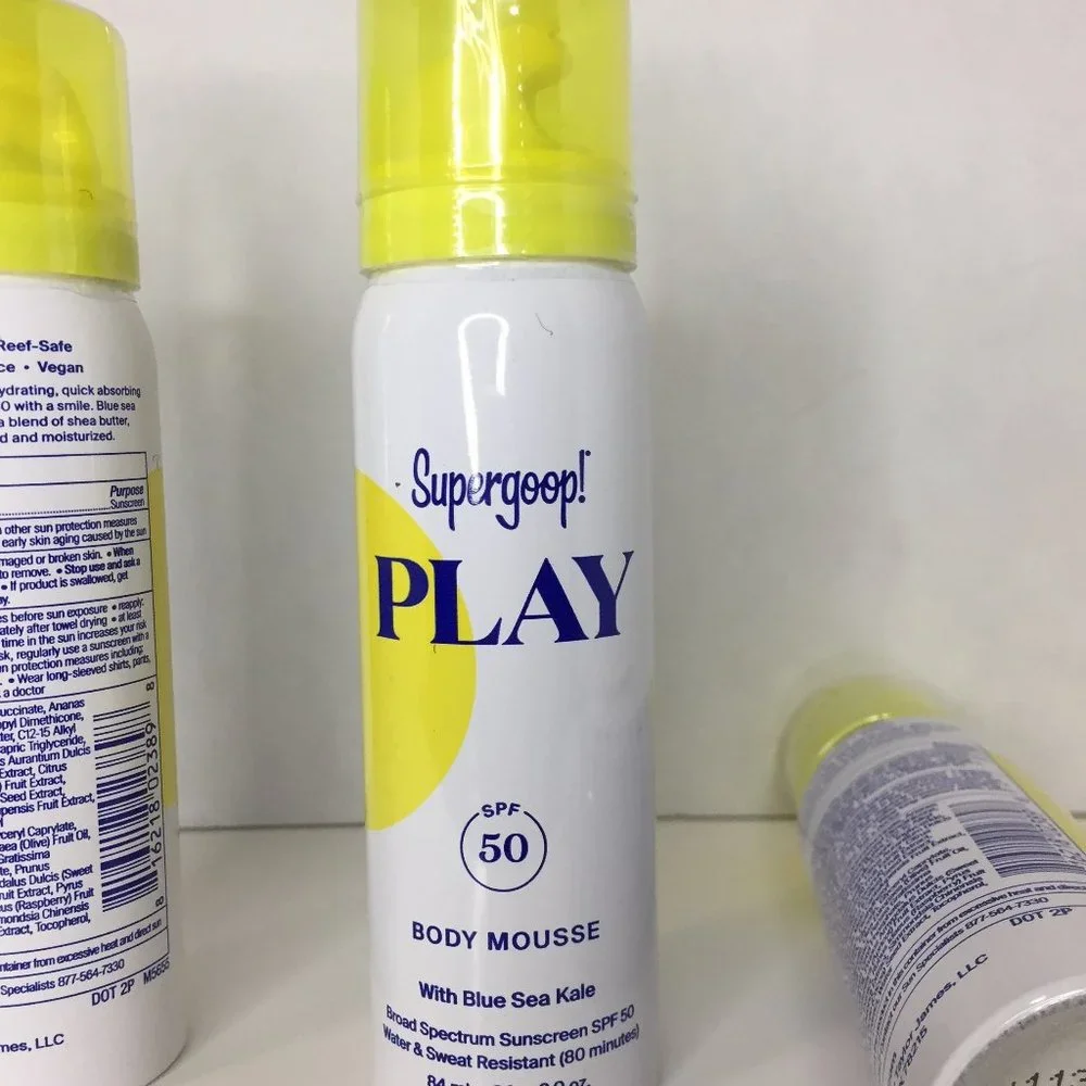 SUPERGOOP! 5 NEW SEALED Luxurious BODY MOUSSE - TRAVEL SIZE - spf 5 - 3oz